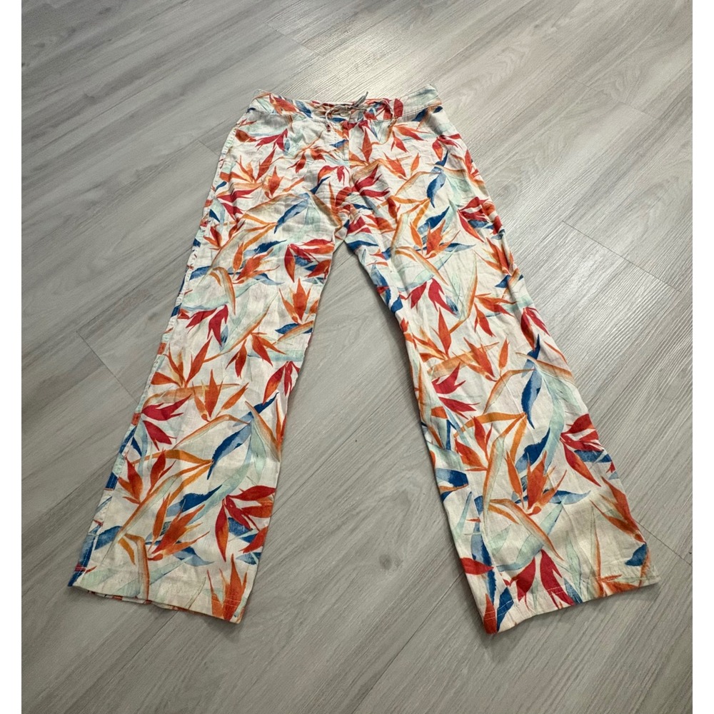 Tommy Bahama Pants Women Tropical Bird of Paradise Linen Blend Wide Leg Pants 6 - Picture 2 of 14